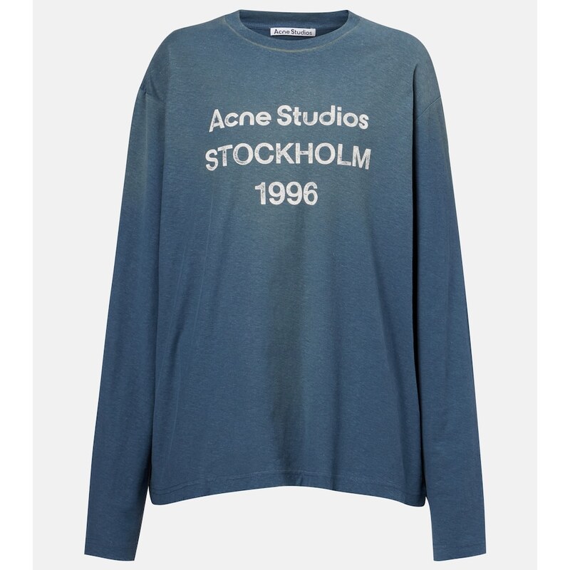 Acne Studios Logo distressed cotton-blend jersey T-shirt