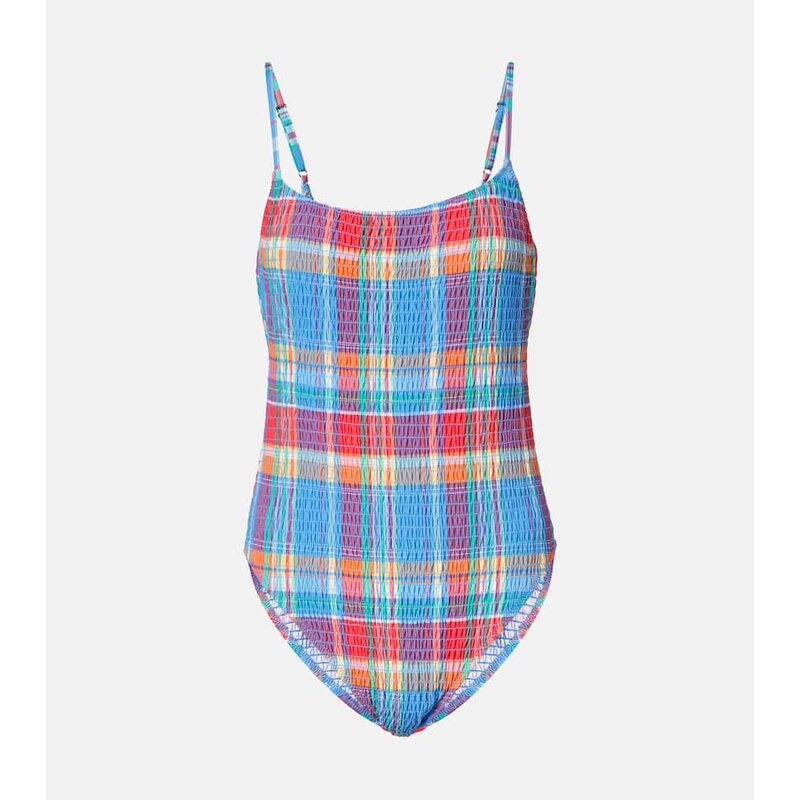 Polo Ralph Lauren Smocked Kennedy checked swimsuit