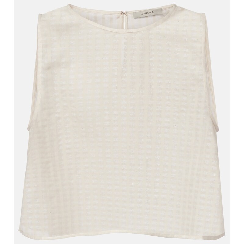 Asceno Kobe checked cotton and linen crop top