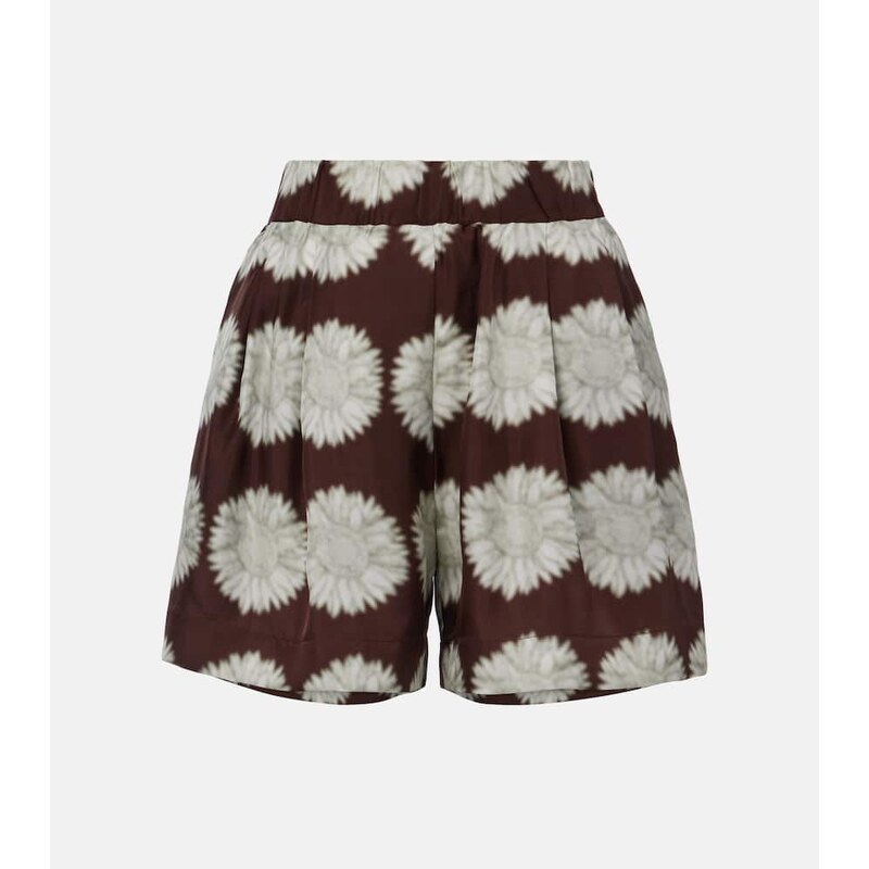 Asceno Zurich printed silk twill shorts