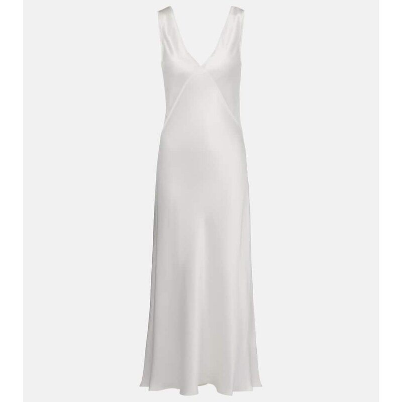 Asceno Bordeaux silk satin slip dress