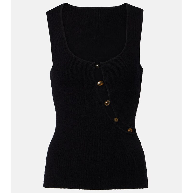 SIR Chiara cutout cotton-blend bouclÃ tank top