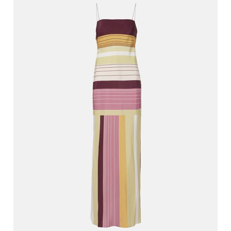 SIR Fontana striped silk crêpe slip dress