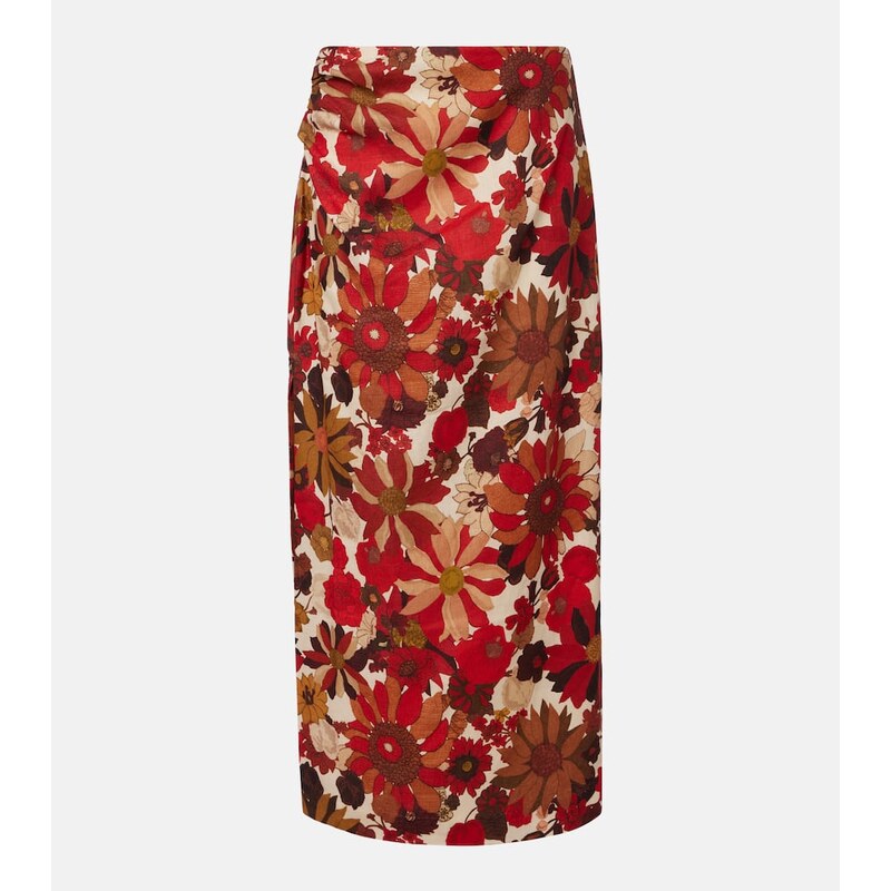 SIR Belleto gathered linen maxi skirt