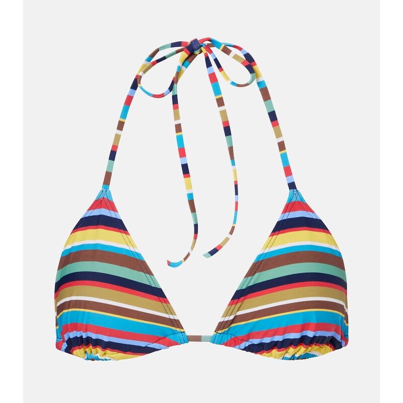 Staud Lido striped halterneck bikini top