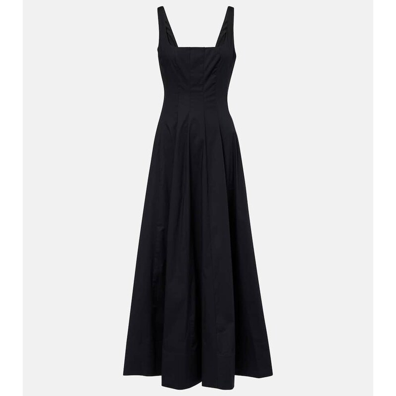 Staud Wells pleated cotton midi dress