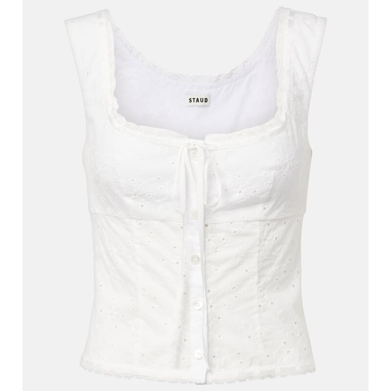 Staud Lou broderie anglaise cotton top