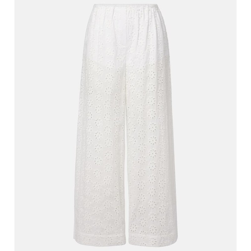Staud Bonfire eyelet cotton wide-leg pants
