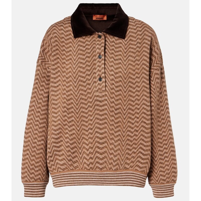 Missoni Zigzag wool and cotton polo sweater