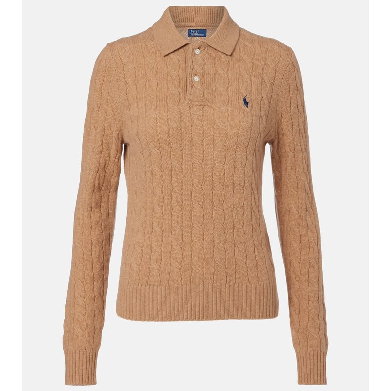 Polo Ralph Lauren Cable-knit wool and cashmere polo sweater