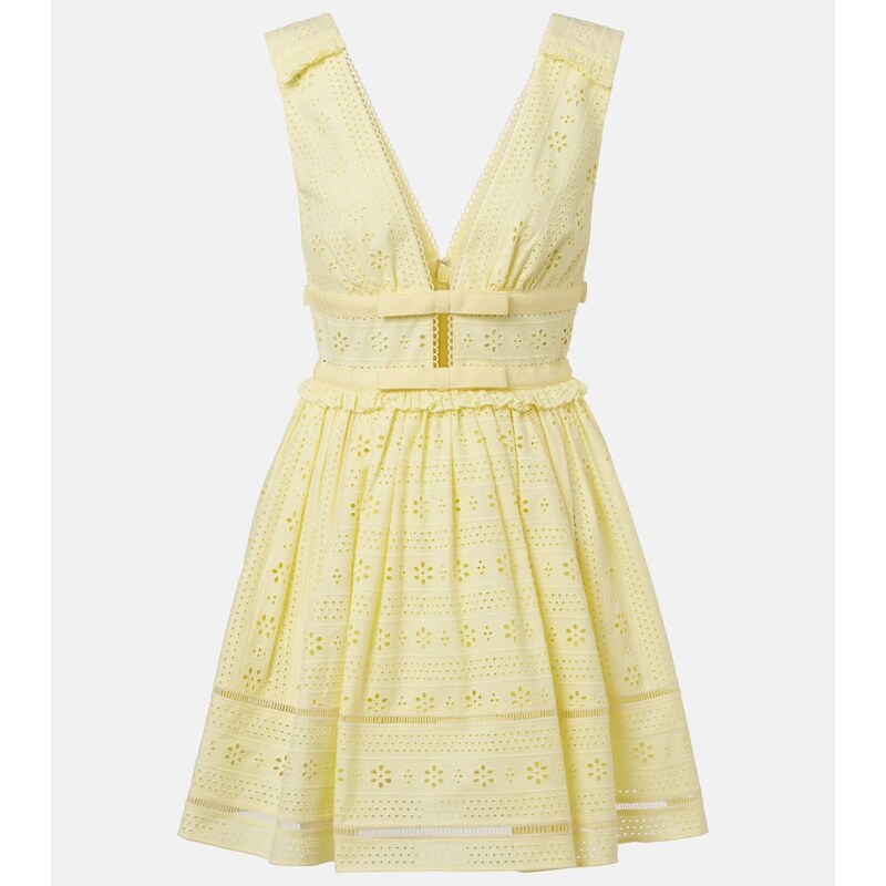 Self-Portrait Broderie anglaise cotton minidress