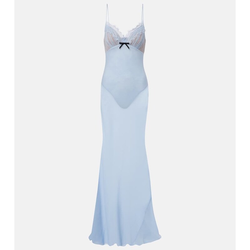 Self-Portrait Strappy lace-trimmed georgette gown