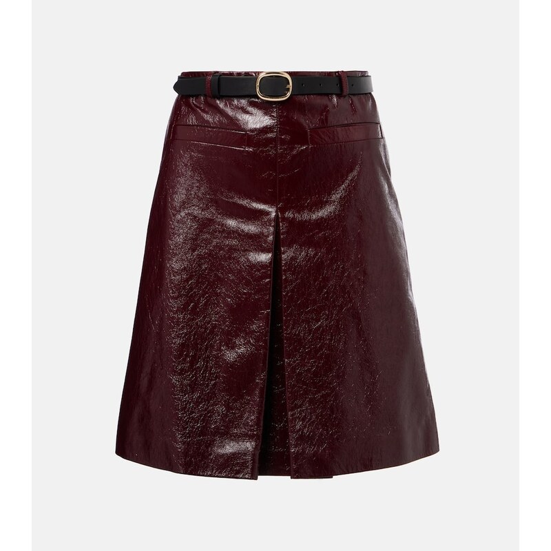 Self-Portrait Belted patent leather miniskirt