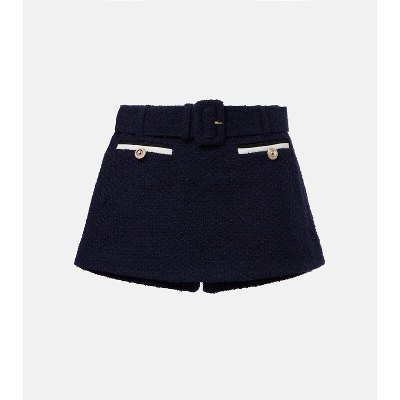 Self-Portrait Belted bouclÃ skort