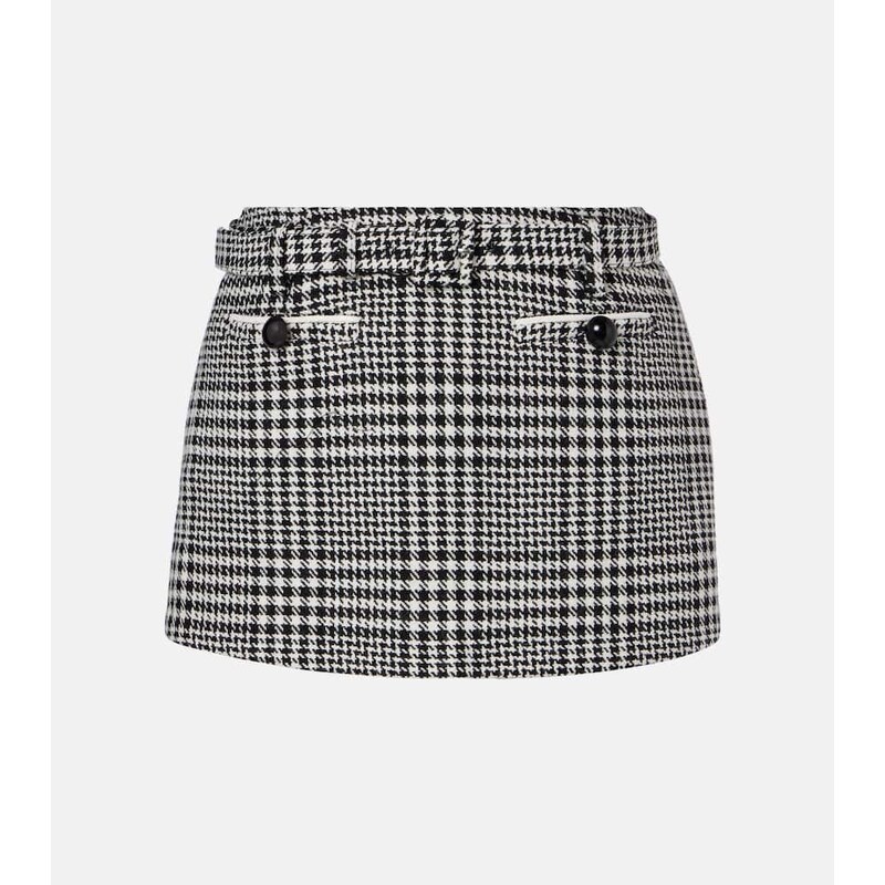 Self-Portrait Belted houndstooth skort