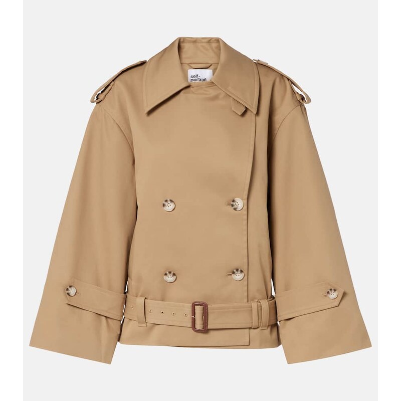 Self-Portrait Cropped gabardine trench coat