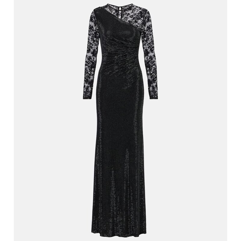 Self-Portrait Rhinestone lace-trimmed gown