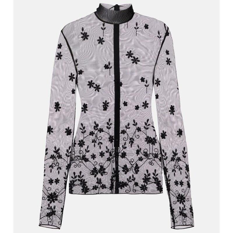 Toteme Embroidered tulle blouse
