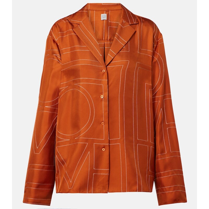 Toteme Monogram silk twill pajama shirt
