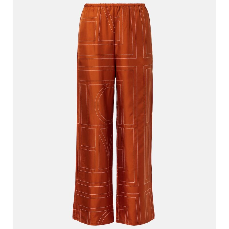 Toteme Monogram silk twill pajama pants
