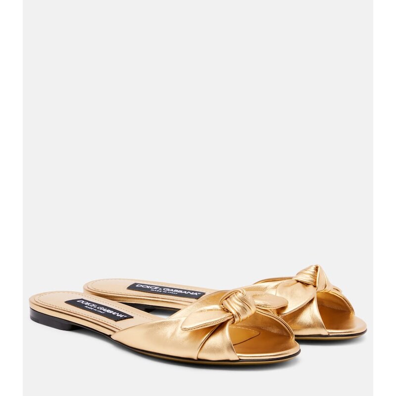 Dolce&Gabbana Metallic leather slides