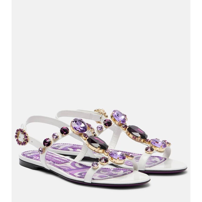 Dolce&Gabbana Embellished leather slingback sandals