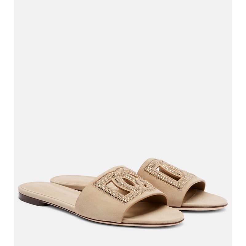 Dolce&Gabbana DG crystal-embellished suede slides
