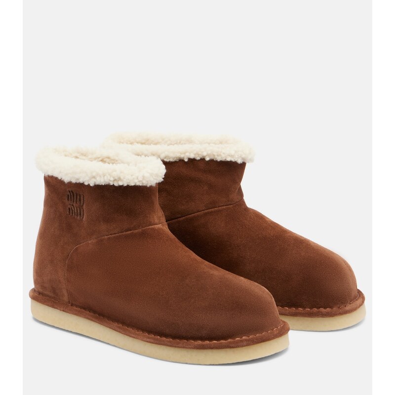 Miu Miu Shearling-lined suede ankle boots