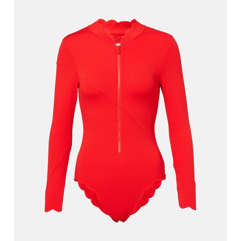 Marysia North Sea scalloped rashguard swimsuit