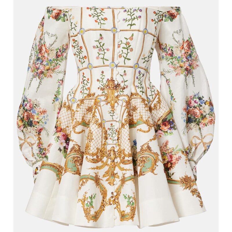 Camilla Floral linen and silk bustier dress