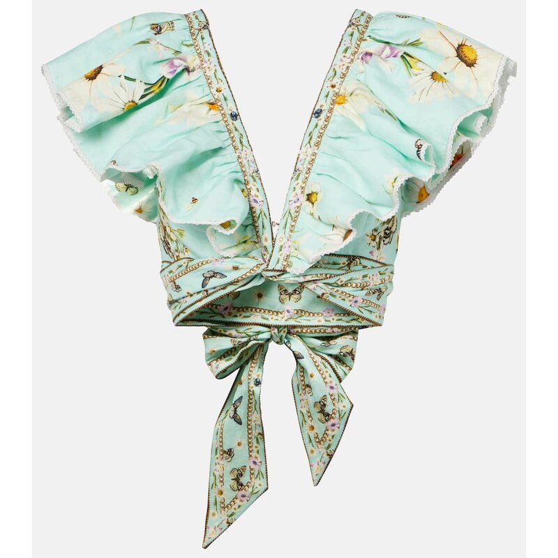 Camilla Floral linen crop top