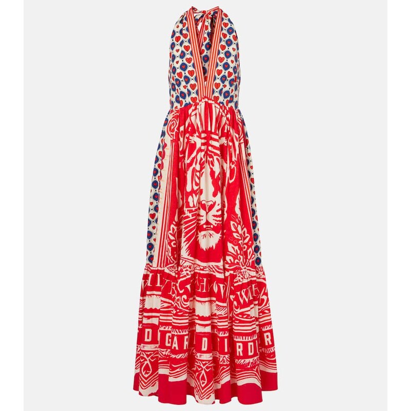 Camilla Halterneck cotton poplin maxi dress