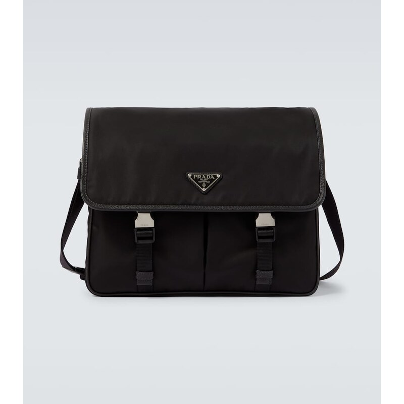 Prada Re-Nylon leather-trimmed messenger bag