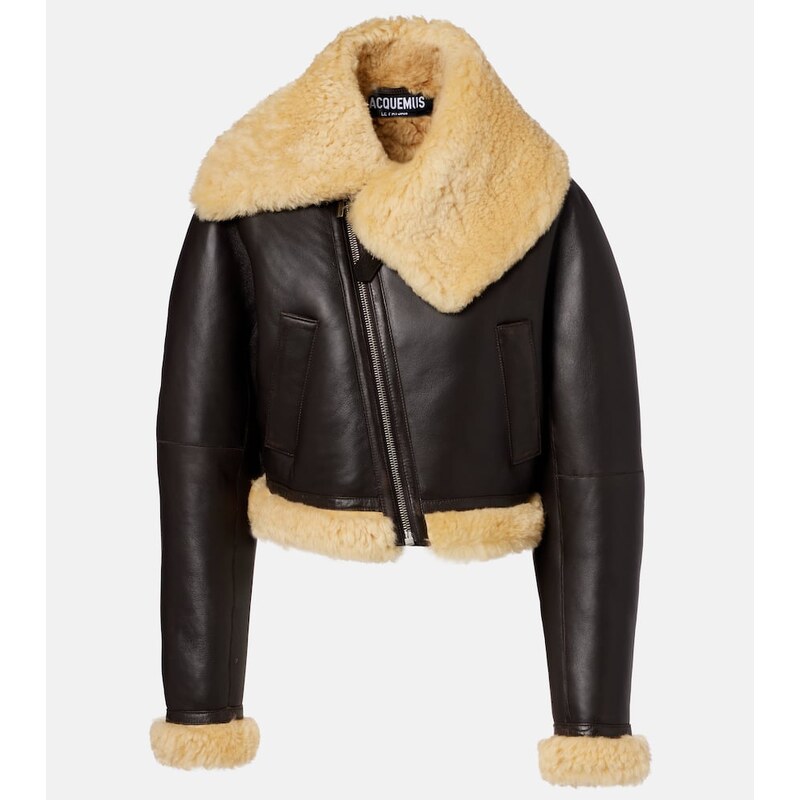 Jacquemus Aviatore cropped shearling-trimmed leather jacket