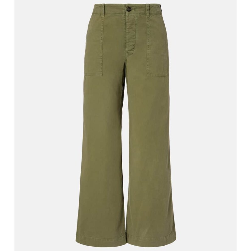Nili Lotan Leon mid-rise cotton twill wide-leg pants