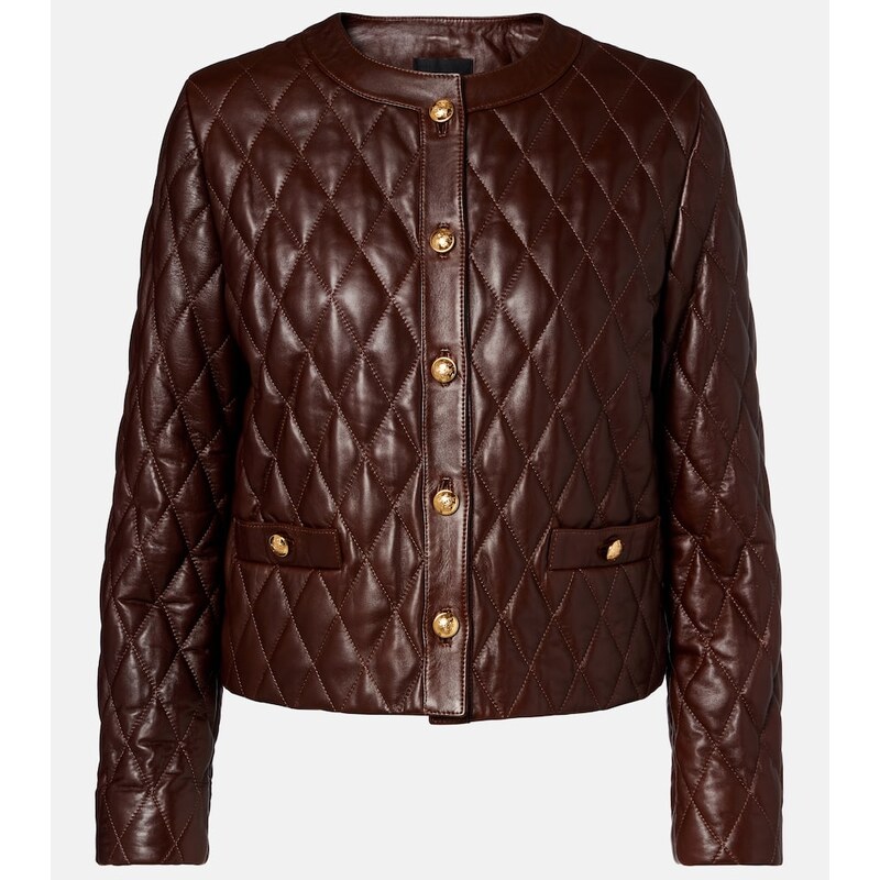 Nili Lotan Amy cropped quilted leather jacket