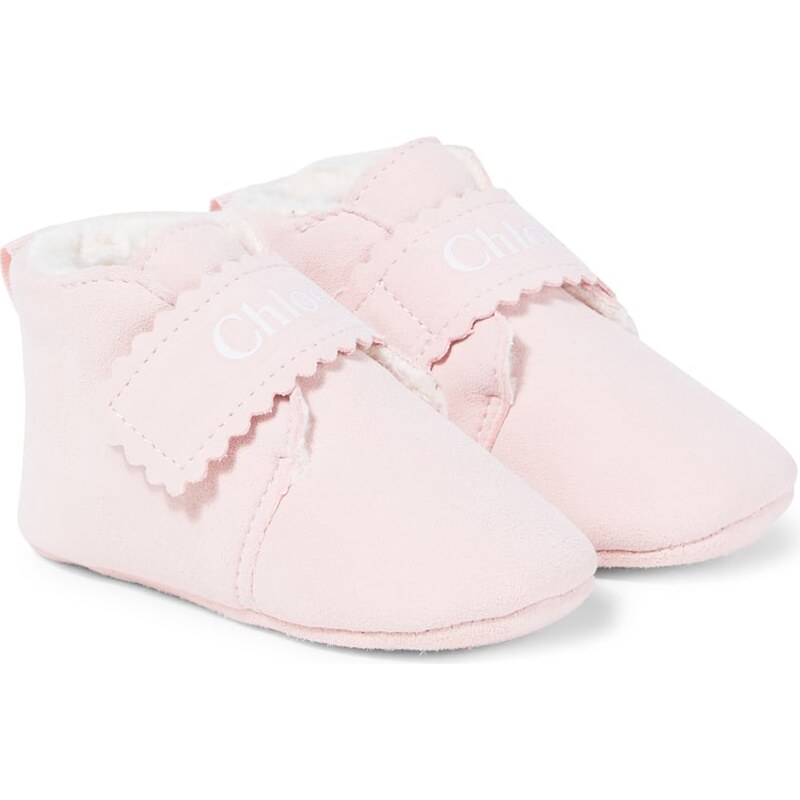 Chloé Kids Baby scalloped suede booties