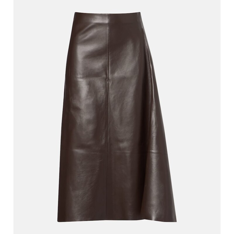 The Row Hedora leather midi skirt