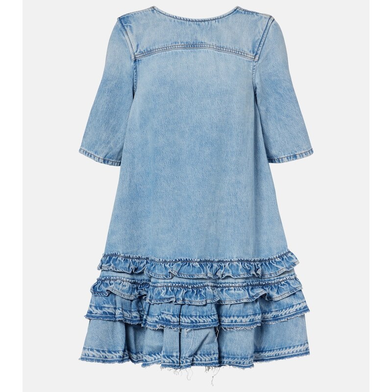 Ganni Ruffled denim minidress