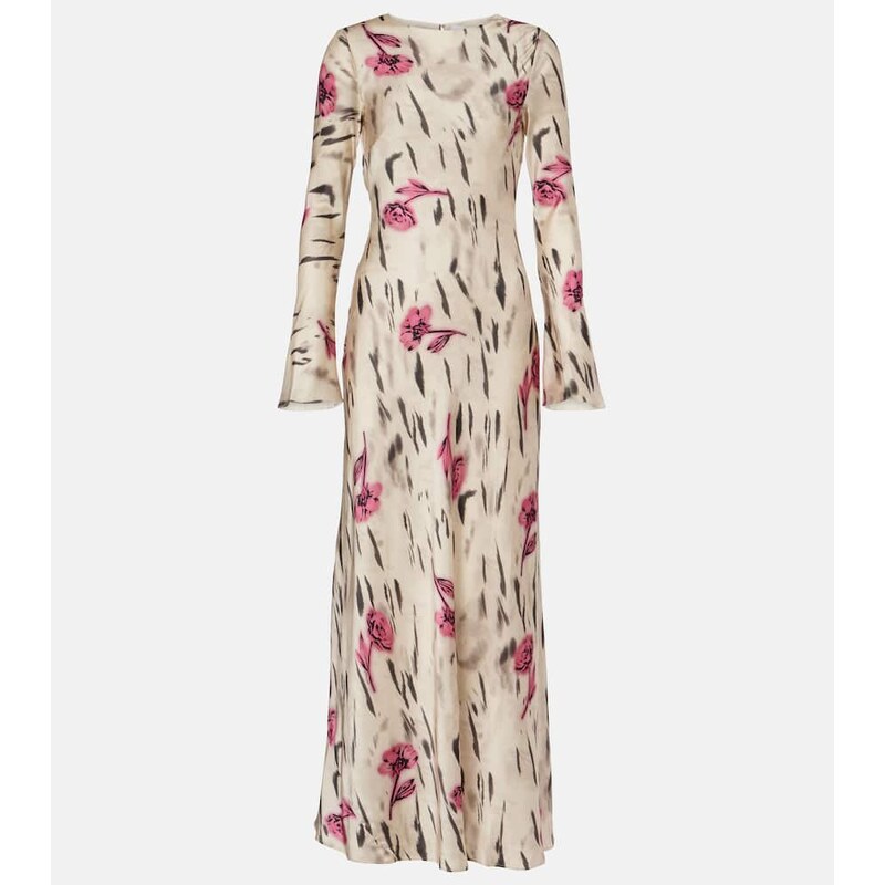 Ganni Floral open-back satin maxi dress