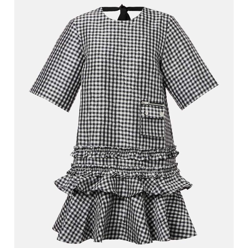 Ganni Gingham ruffled minidress