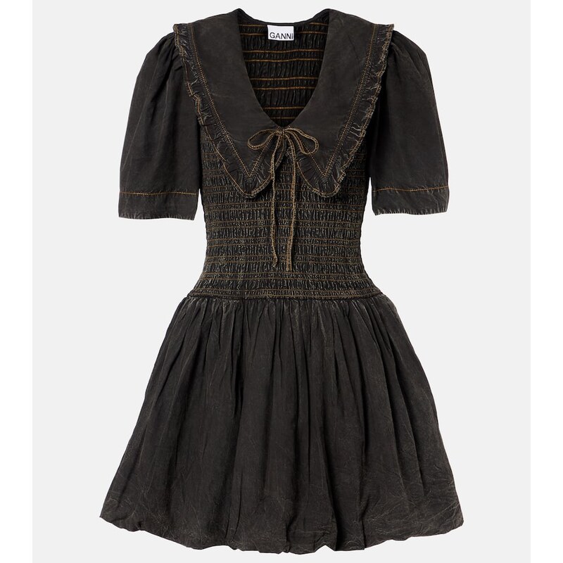 Ganni Bow-detail denim minidress
