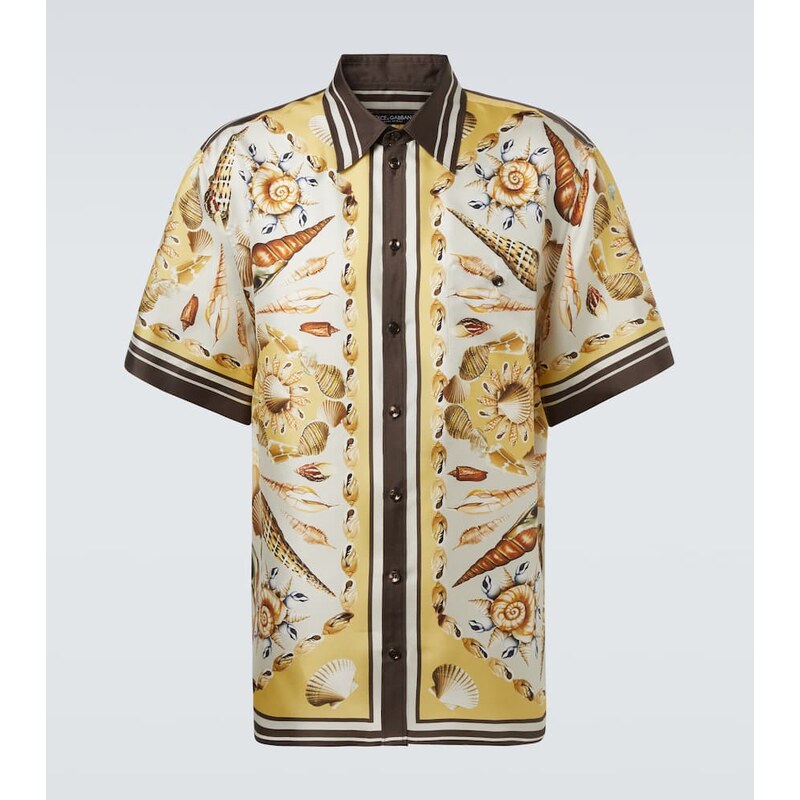 Dolce&Gabbana Printed silk twill bowling shirt
