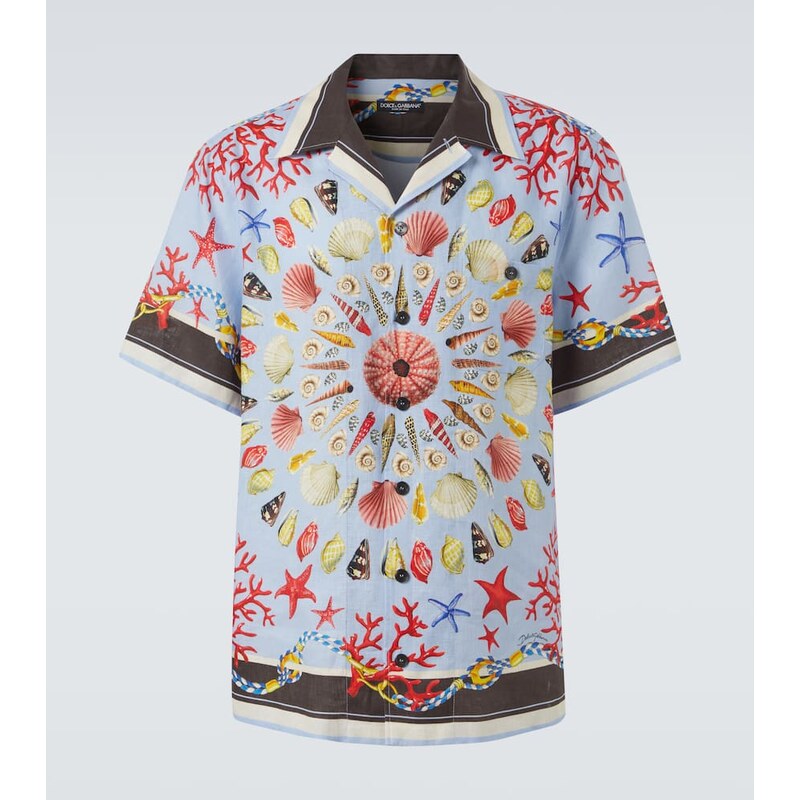 Dolce&Gabbana Printed linen canvas bowling shirt