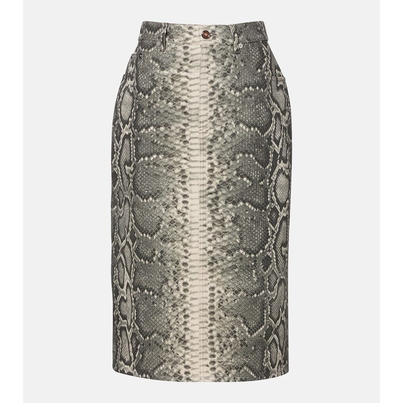 Gabriela Hearst Adelaide snake-print cotton midi skirt