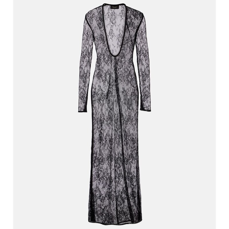 Adriana Degreas Sheer lace maxi dress