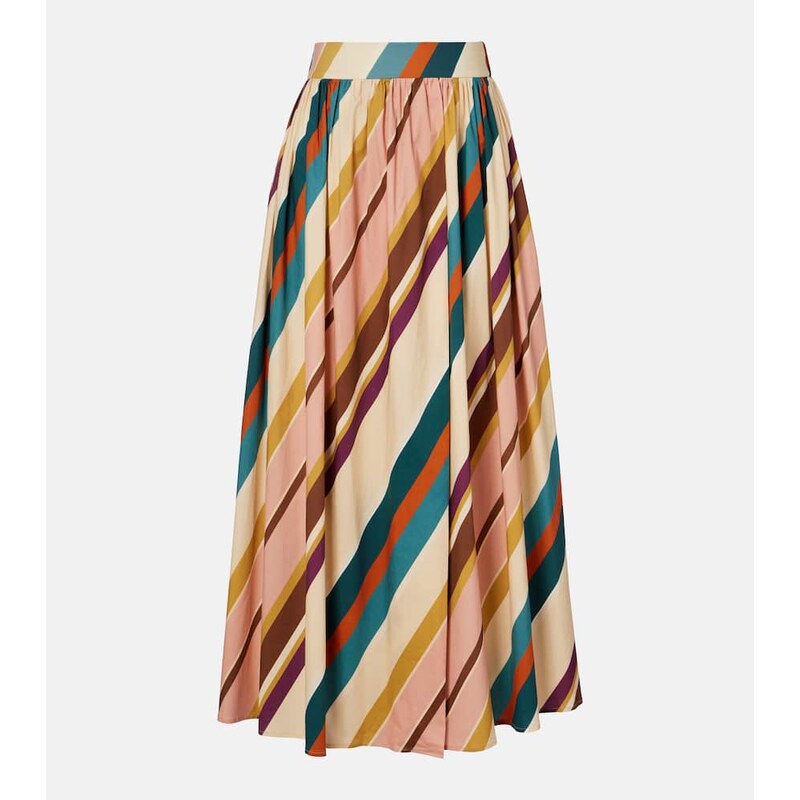 Adriana Degreas Striped cotton-blend maxi skirt
