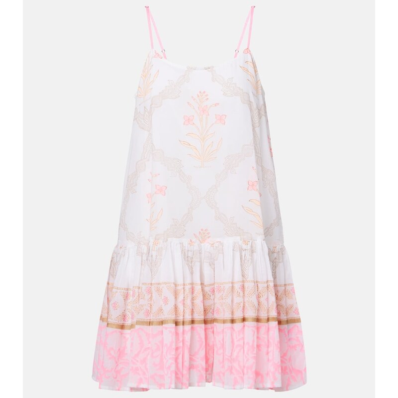 Juliet Dunn Floral ruched cotton minidress