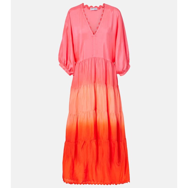 Juliet Dunn Scalloped tiered silk maxi dress