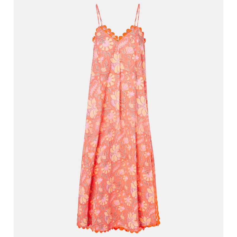 Juliet Dunn Floral scalloped cotton slip dress
